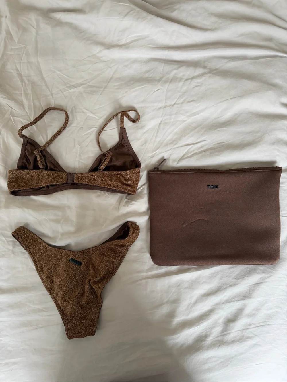 triangl swimwear Brown Shimmer Bikini Set